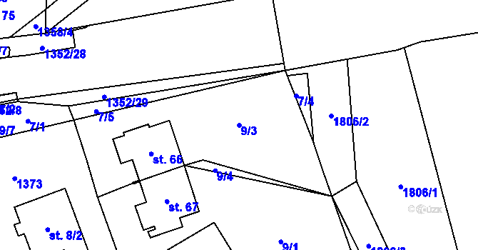 Parcela st. 9/3 v KÚ Libkov, Katastrální mapa