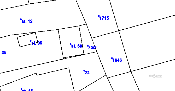 Parcela st. 20/2 v KÚ Libkov, Katastrální mapa