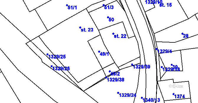 Parcela st. 49/1 v KÚ Libkov, Katastrální mapa