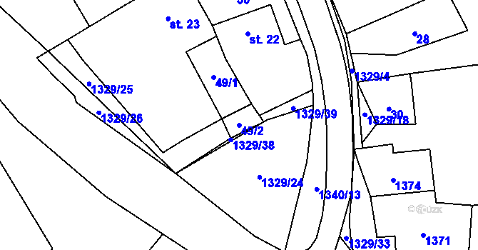 Parcela st. 49/2 v KÚ Libkov, Katastrální mapa