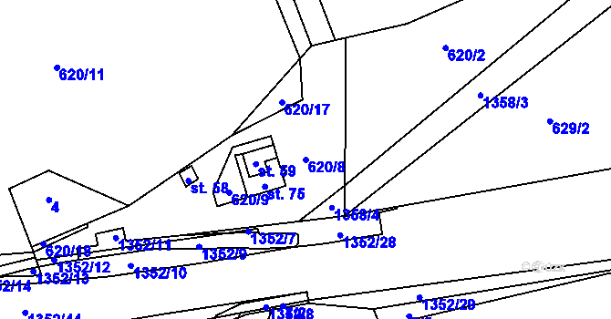 Parcela st. 620/8 v KÚ Libkov, Katastrální mapa