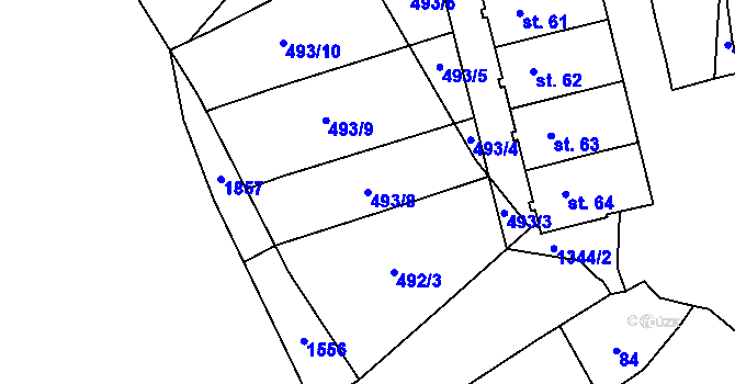 Parcela st. 493/8 v KÚ Libkov, Katastrální mapa