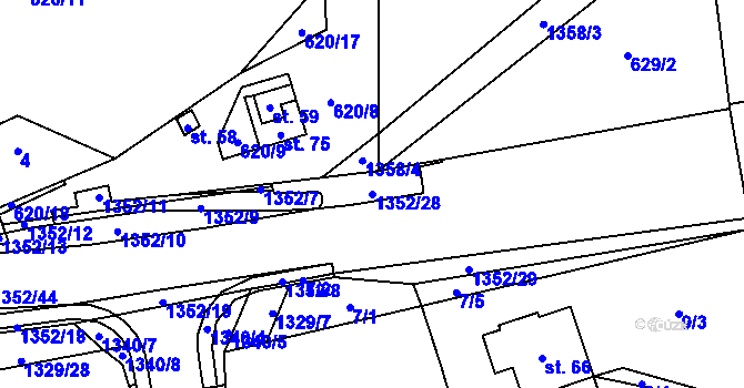 Parcela st. 1352/28 v KÚ Libkov, Katastrální mapa