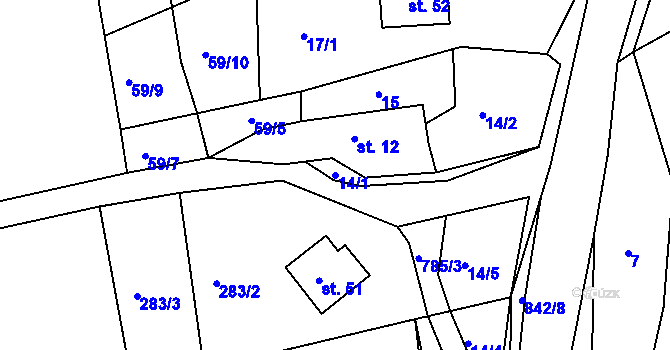 Parcela st. 14/1 v KÚ Libkov u Nasavrk, Katastrální mapa