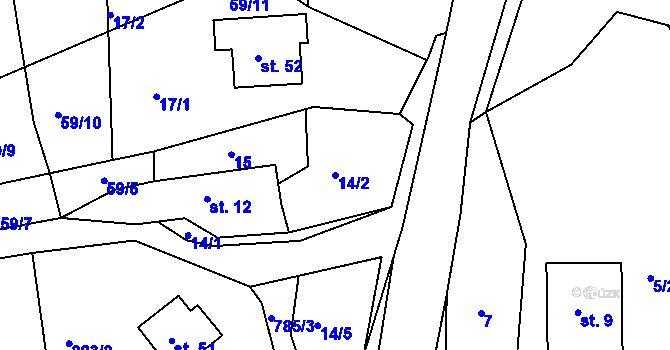 Parcela st. 14/2 v KÚ Libkov u Nasavrk, Katastrální mapa