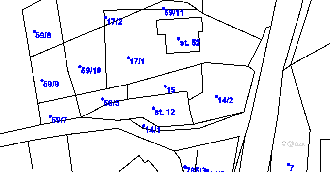 Parcela st. 15 v KÚ Libkov u Nasavrk, Katastrální mapa
