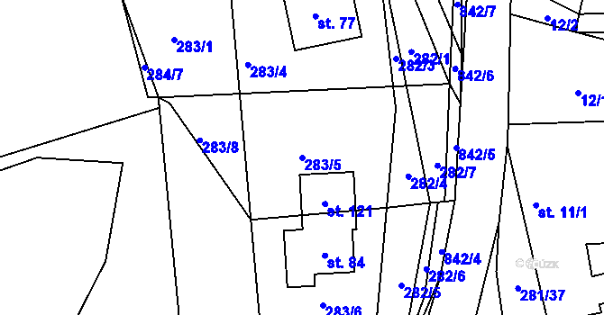 Parcela st. 283/5 v KÚ Libkov u Nasavrk, Katastrální mapa