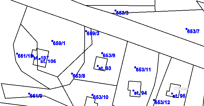 Parcela st. 653/9 v KÚ Libkov u Nasavrk, Katastrální mapa