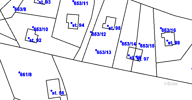 Parcela st. 653/13 v KÚ Libkov u Nasavrk, Katastrální mapa