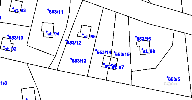 Parcela st. 653/14 v KÚ Libkov u Nasavrk, Katastrální mapa