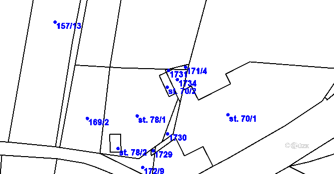 Parcela st. 70/2 v KÚ Libkova Voda, Katastrální mapa