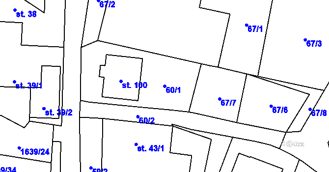 Parcela st. 60/1 v KÚ Libkova Voda, Katastrální mapa