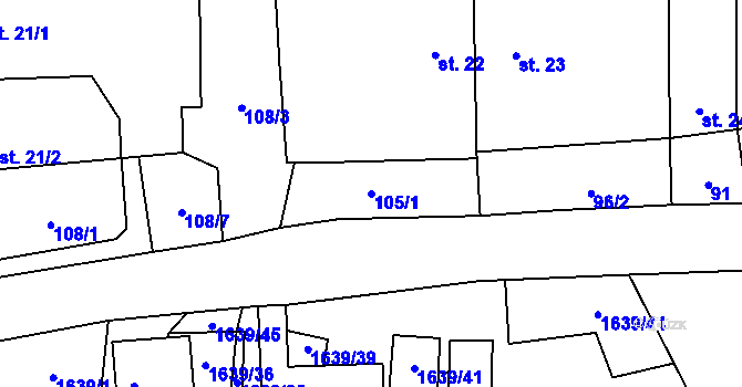 Parcela st. 105/1 v KÚ Libkova Voda, Katastrální mapa