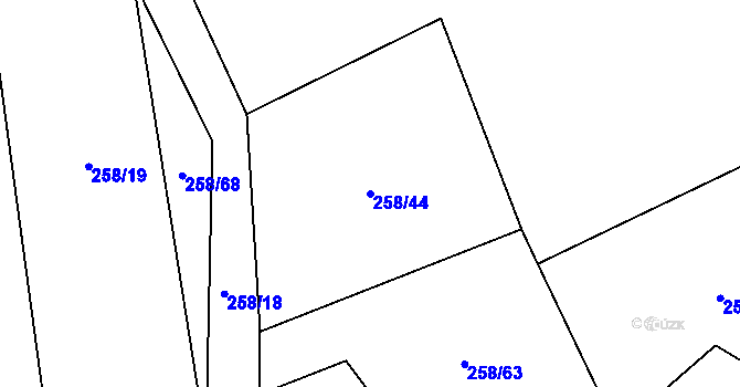 Parcela st. 258/44 v KÚ Libkova Voda, Katastrální mapa