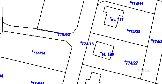 Parcela st. 774/13 v KÚ Libkova Voda, Katastrální mapa