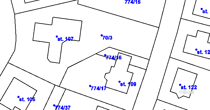 Parcela st. 774/16 v KÚ Libkova Voda, Katastrální mapa