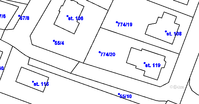Parcela st. 774/20 v KÚ Libkova Voda, Katastrální mapa