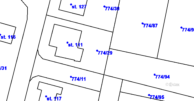 Parcela st. 774/29 v KÚ Libkova Voda, Katastrální mapa