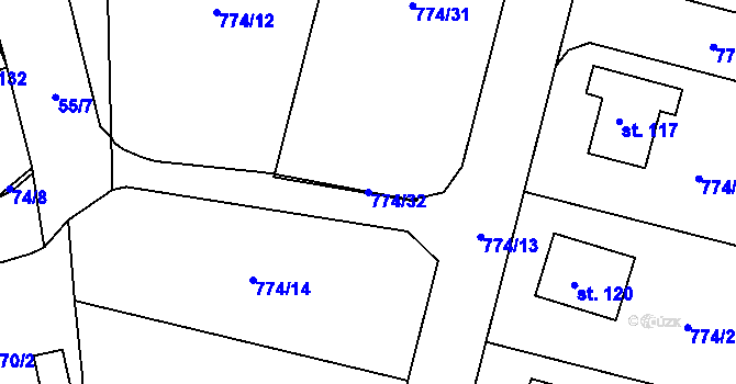 Parcela st. 774/32 v KÚ Libkova Voda, Katastrální mapa