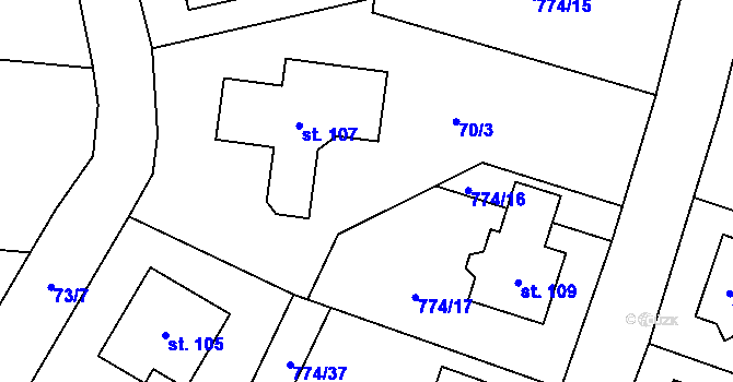Parcela st. 774/33 v KÚ Libkova Voda, Katastrální mapa