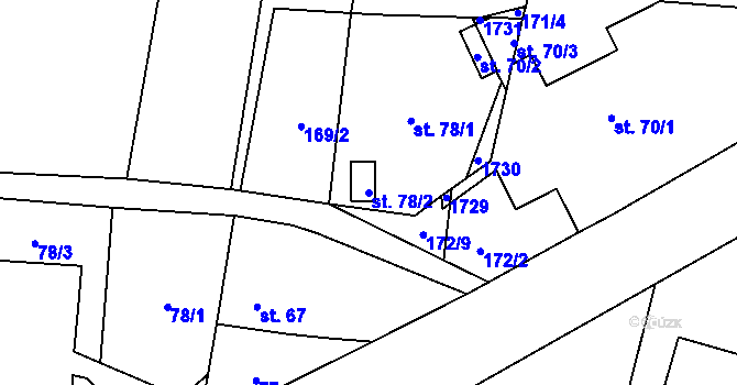 Parcela st. 78/2 v KÚ Libkova Voda, Katastrální mapa