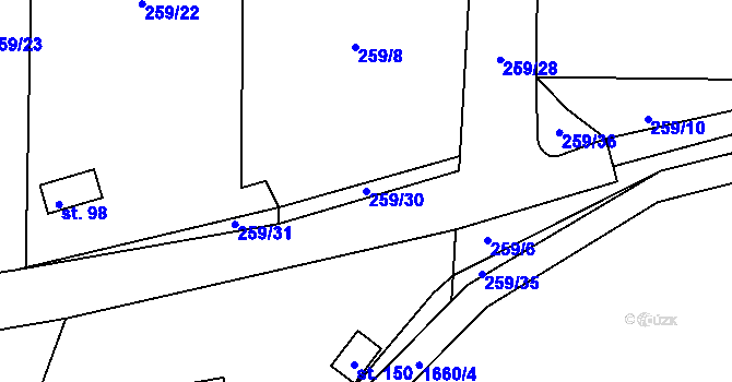 Parcela st. 259/30 v KÚ Libkova Voda, Katastrální mapa