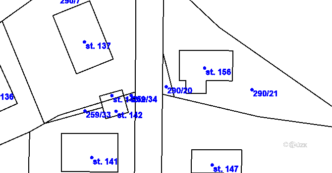 Parcela st. 290/20 v KÚ Libkova Voda, Katastrální mapa