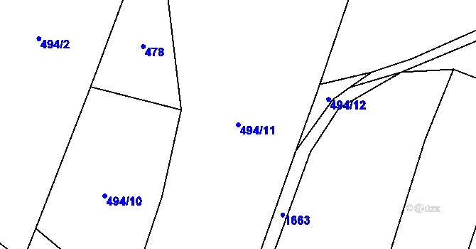 Parcela st. 494/11 v KÚ Libkova Voda, Katastrální mapa