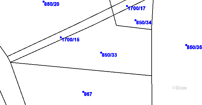 Parcela st. 850/33 v KÚ Libkova Voda, Katastrální mapa