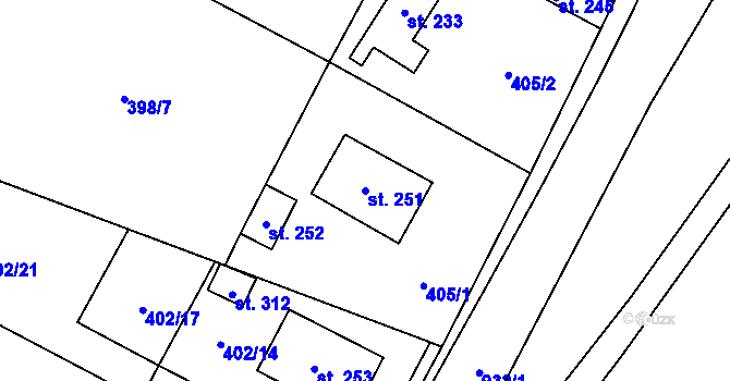 Parcela st. 251 v KÚ Libkovice pod Řípem, Katastrální mapa