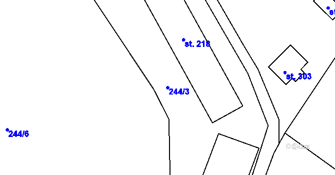 Parcela st. 244/3 v KÚ Libkovice pod Řípem, Katastrální mapa