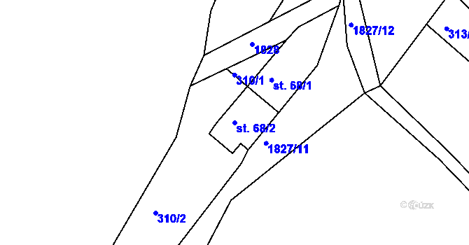 Parcela st. 68/2 v KÚ Liblín, Katastrální mapa