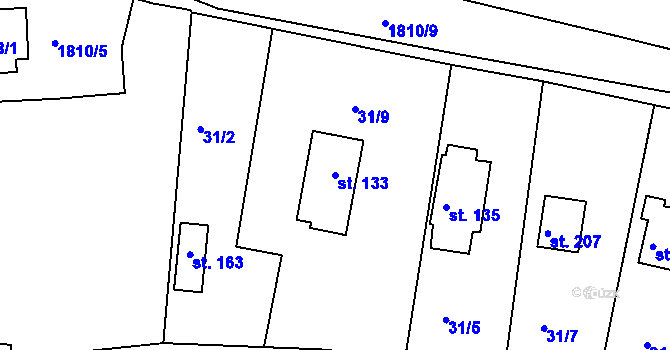 Parcela st. 133 v KÚ Liblín, Katastrální mapa