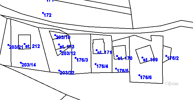Parcela st. 171 v KÚ Liblín, Katastrální mapa