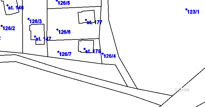 Parcela st. 126/4 v KÚ Liblín, Katastrální mapa