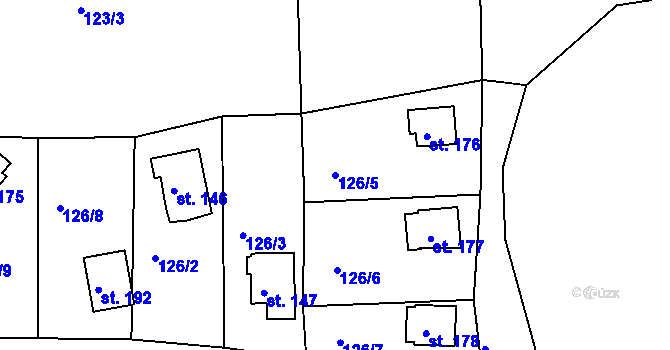 Parcela st. 126/5 v KÚ Liblín, Katastrální mapa