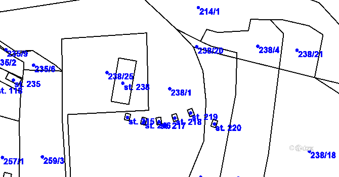 Parcela st. 238/1 v KÚ Liblín, Katastrální mapa