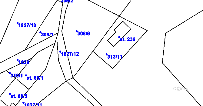 Parcela st. 313/11 v KÚ Liblín, Katastrální mapa