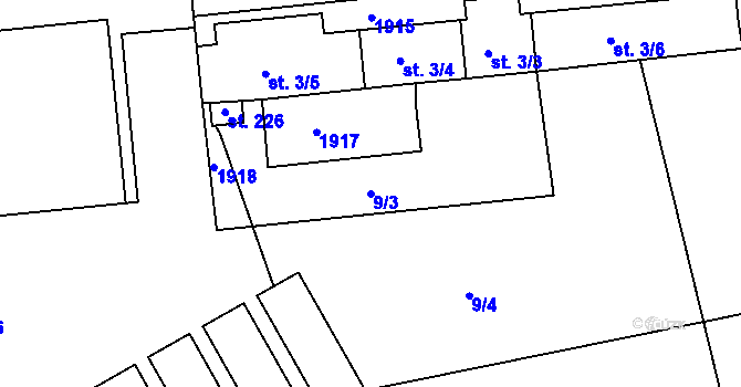 Parcela st. 9/3 v KÚ Liblín, Katastrální mapa