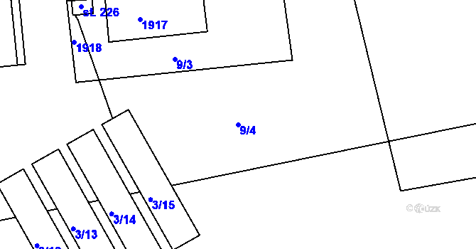 Parcela st. 9/4 v KÚ Liblín, Katastrální mapa