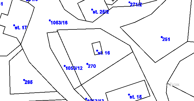 Parcela st. 16 v KÚ Libňatov, Katastrální mapa