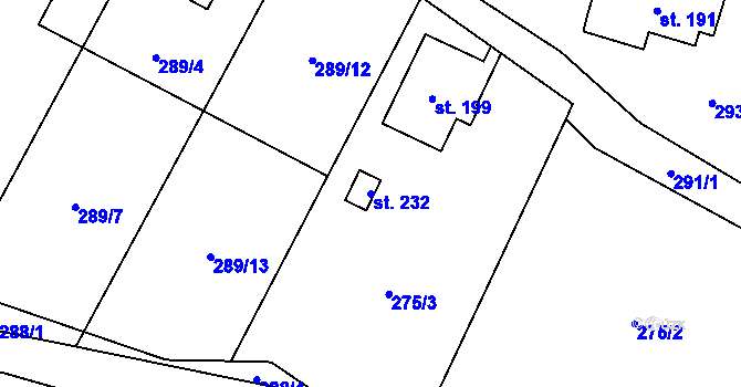 Parcela st. 232 v KÚ Libňatov, Katastrální mapa