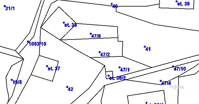 Parcela st. 47/2 v KÚ Libňatov, Katastrální mapa
