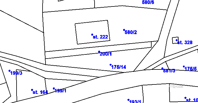 Parcela st. 200/1 v KÚ Libňatov, Katastrální mapa