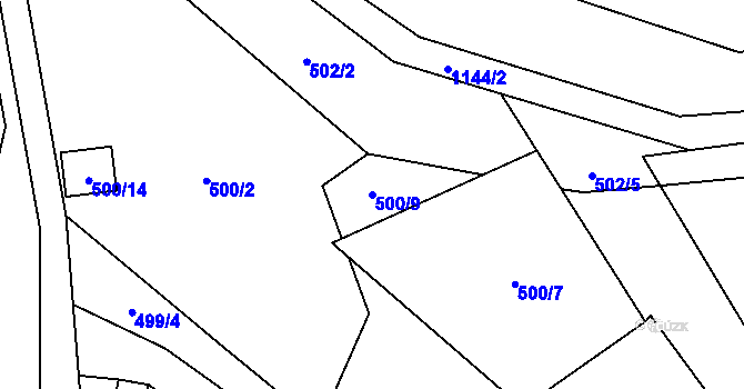 Parcela st. 500/9 v KÚ Libňatov, Katastrální mapa