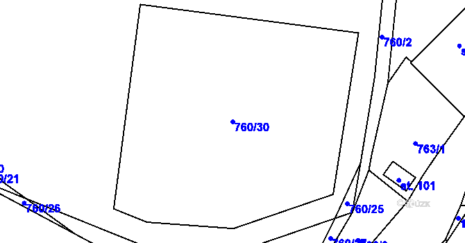 Parcela st. 760/30 v KÚ Jelmo, Katastrální mapa