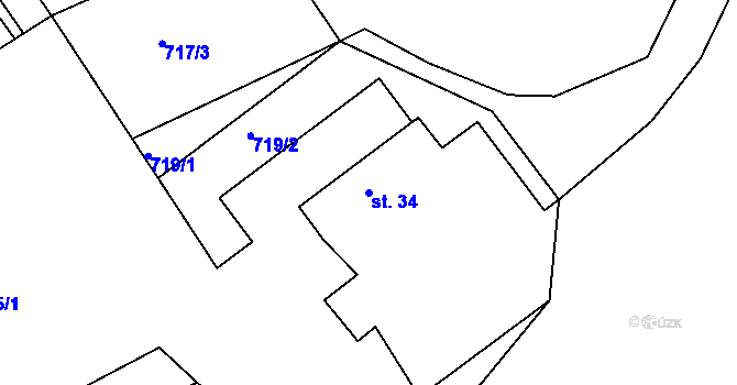 Parcela st. 34 v KÚ Jelmo, Katastrální mapa