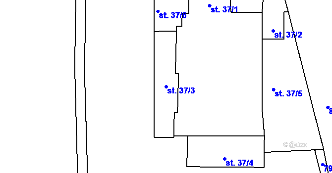 Parcela st. 37/3 v KÚ Jelmo, Katastrální mapa