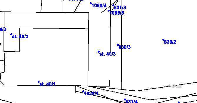 Parcela st. 40/3 v KÚ Jelmo, Katastrální mapa