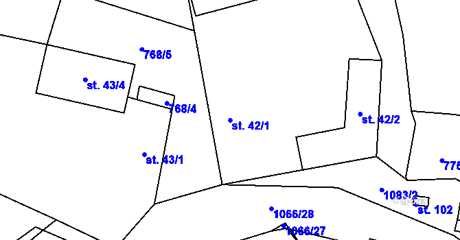 Parcela st. 42/1 v KÚ Jelmo, Katastrální mapa